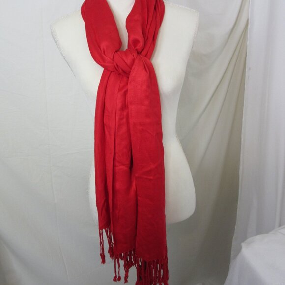 Pashmina Scarf Wrap Red Fringe Charming Charlie 21x70 NWT - Picture 4 of 8